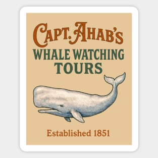 Capt. Ahab’s Whale Watching Tours – Funny Moby Dick Literary Parody Design Magnet